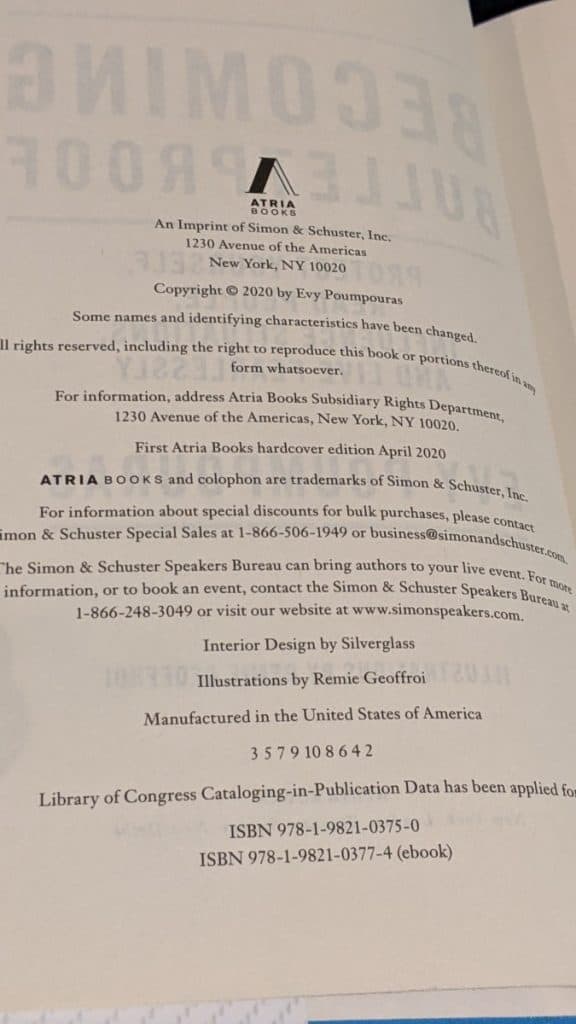 interior page for non-first edition book